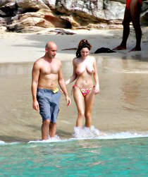 Spying topless bikini Kelly Brook
