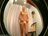 This golden bikini is exactly what this beautiful long legged babe needs!