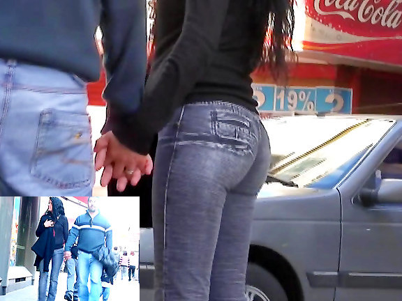 Street perv with a candid cam follows a hot booty