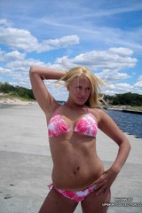 Hot blonde in pink knickers and bikini