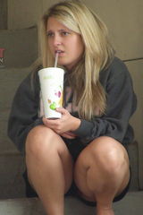 Real women upskirt. Chubby blonde caught