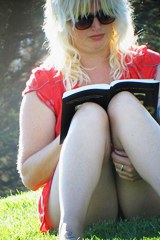 Girl with book park upskirt